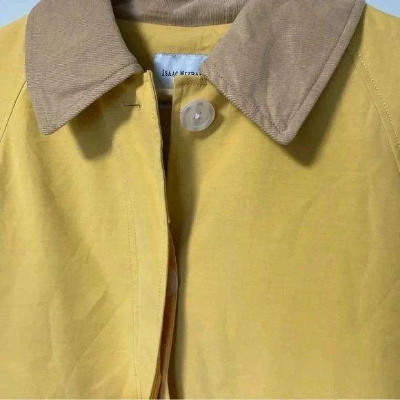 NWT Isaac Mizrahi beige corduroy collar yellow cotton rain coat jacket - Picture 15 of 16